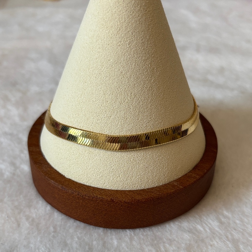 NEW Herringbone 18k Yellow Gold Filled Bracelet 8”
